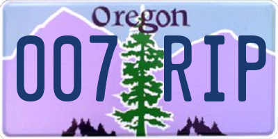 OR license plate 007RIP