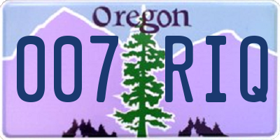 OR license plate 007RIQ