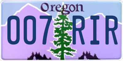 OR license plate 007RIR