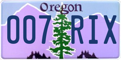 OR license plate 007RIX