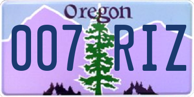 OR license plate 007RIZ