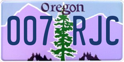 OR license plate 007RJC