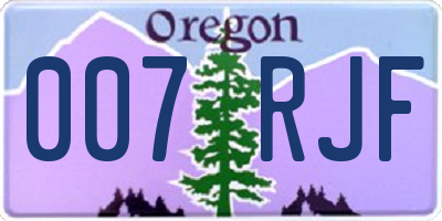 OR license plate 007RJF