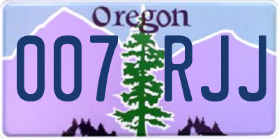 OR license plate 007RJJ