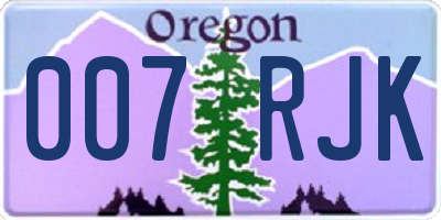 OR license plate 007RJK