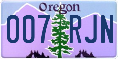 OR license plate 007RJN