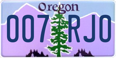 OR license plate 007RJO