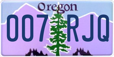 OR license plate 007RJQ