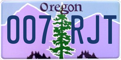 OR license plate 007RJT