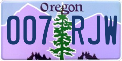 OR license plate 007RJW