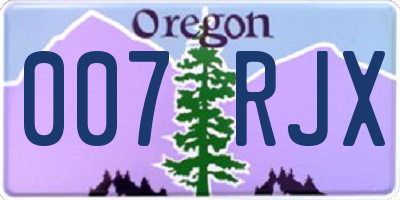 OR license plate 007RJX