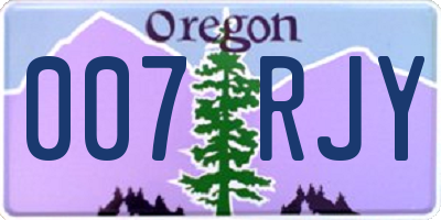 OR license plate 007RJY