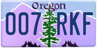 OR license plate 007RKF