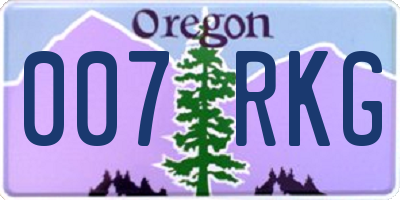 OR license plate 007RKG