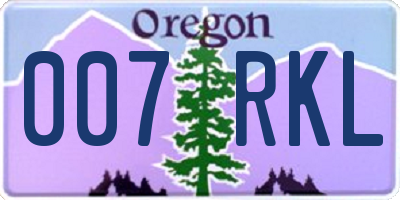 OR license plate 007RKL