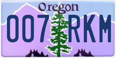 OR license plate 007RKM