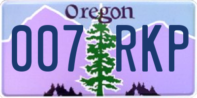 OR license plate 007RKP