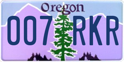 OR license plate 007RKR
