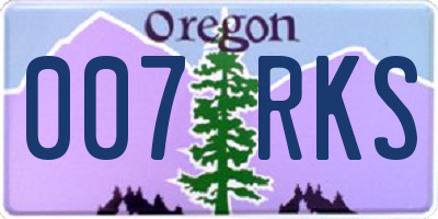 OR license plate 007RKS