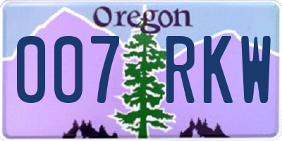 OR license plate 007RKW