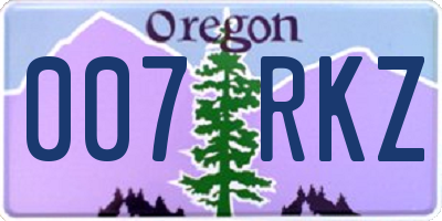 OR license plate 007RKZ