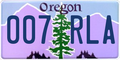 OR license plate 007RLA
