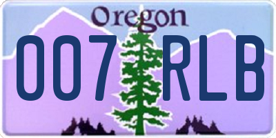 OR license plate 007RLB