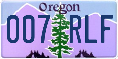 OR license plate 007RLF