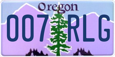 OR license plate 007RLG