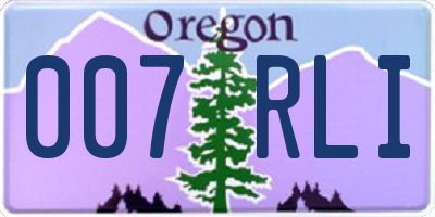 OR license plate 007RLI