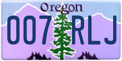 OR license plate 007RLJ