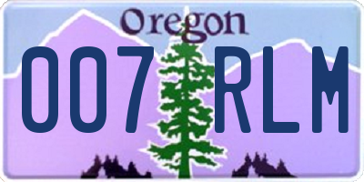 OR license plate 007RLM