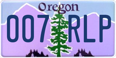 OR license plate 007RLP