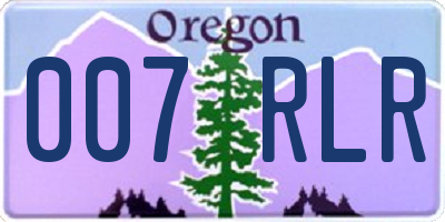 OR license plate 007RLR