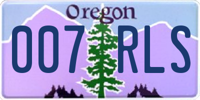 OR license plate 007RLS