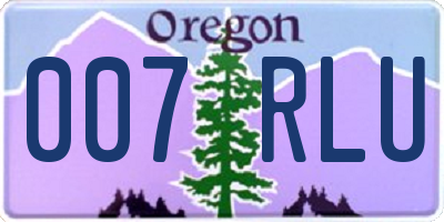 OR license plate 007RLU
