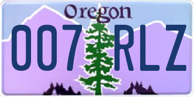 OR license plate 007RLZ