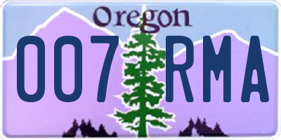OR license plate 007RMA