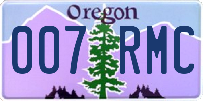 OR license plate 007RMC