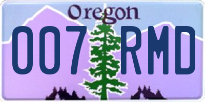 OR license plate 007RMD
