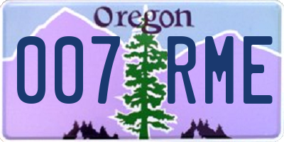 OR license plate 007RME