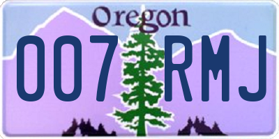 OR license plate 007RMJ
