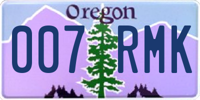 OR license plate 007RMK