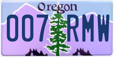OR license plate 007RMW