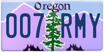 OR license plate 007RMY