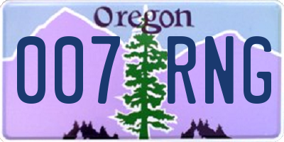 OR license plate 007RNG