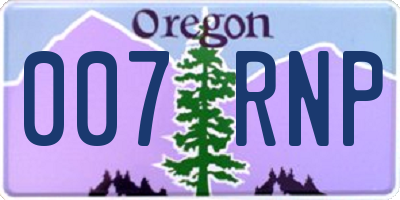 OR license plate 007RNP
