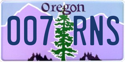 OR license plate 007RNS