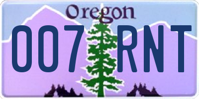 OR license plate 007RNT