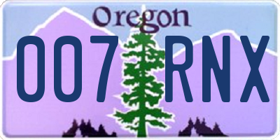 OR license plate 007RNX